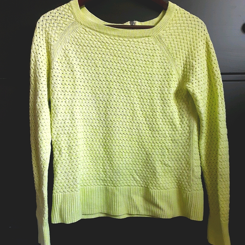 Square neck top knit sweater in bright green